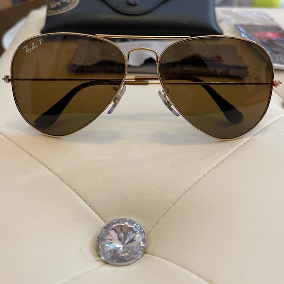 🍉SALE PRICE 🍉 Ray Ban Polarized Brown Aviator Classic B-15 Sunglasses - Picture 6 of 17